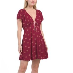 Free people xs Floral Burgundy Dress nwt